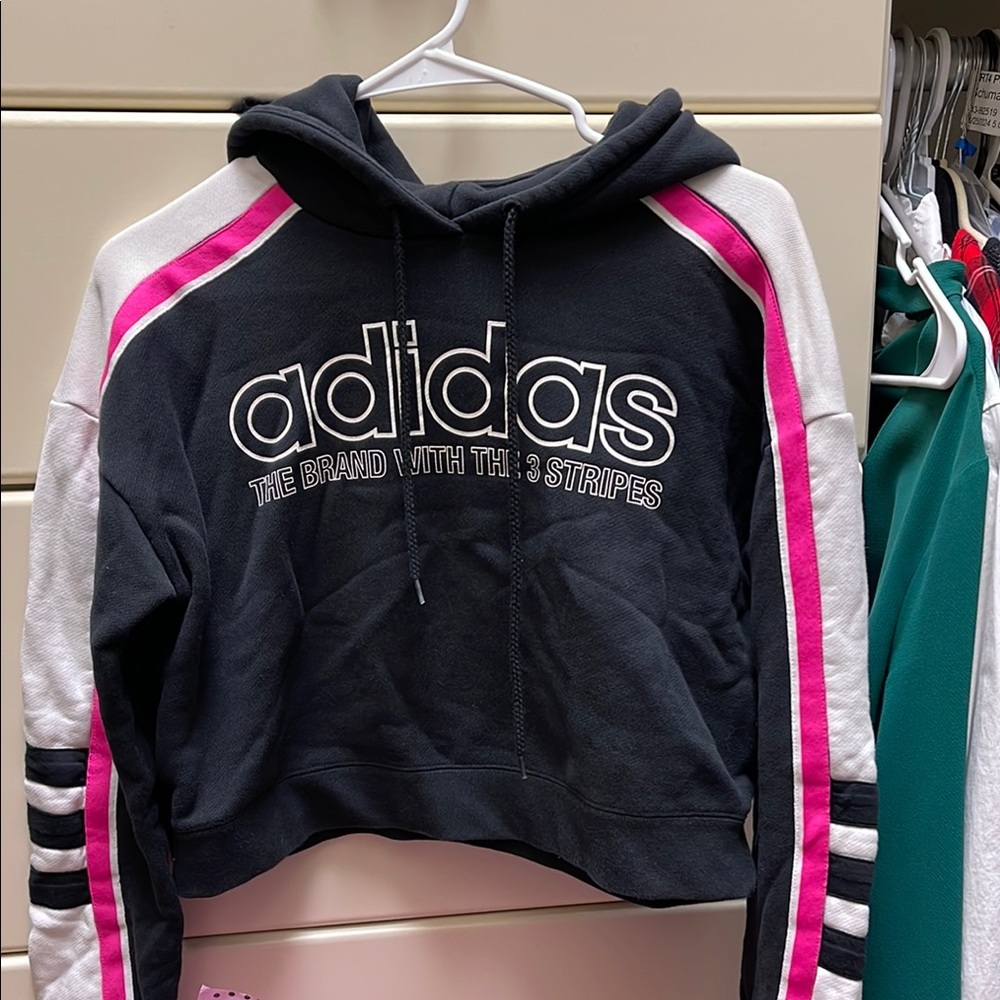 Adidas Black Hoodie with Pink Accents